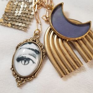 Fornasetti Style Gold Bag Charm Keychain Italian Art Face Motif FREE SHIPPING
